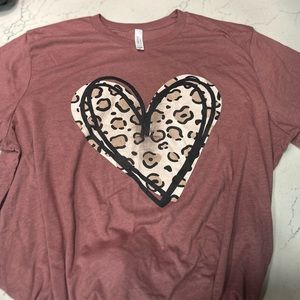 Rose leopard heart tee shirt